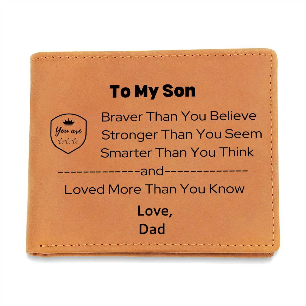 Dad To Son - Loved More Than You Know - Premium Leather Wallet