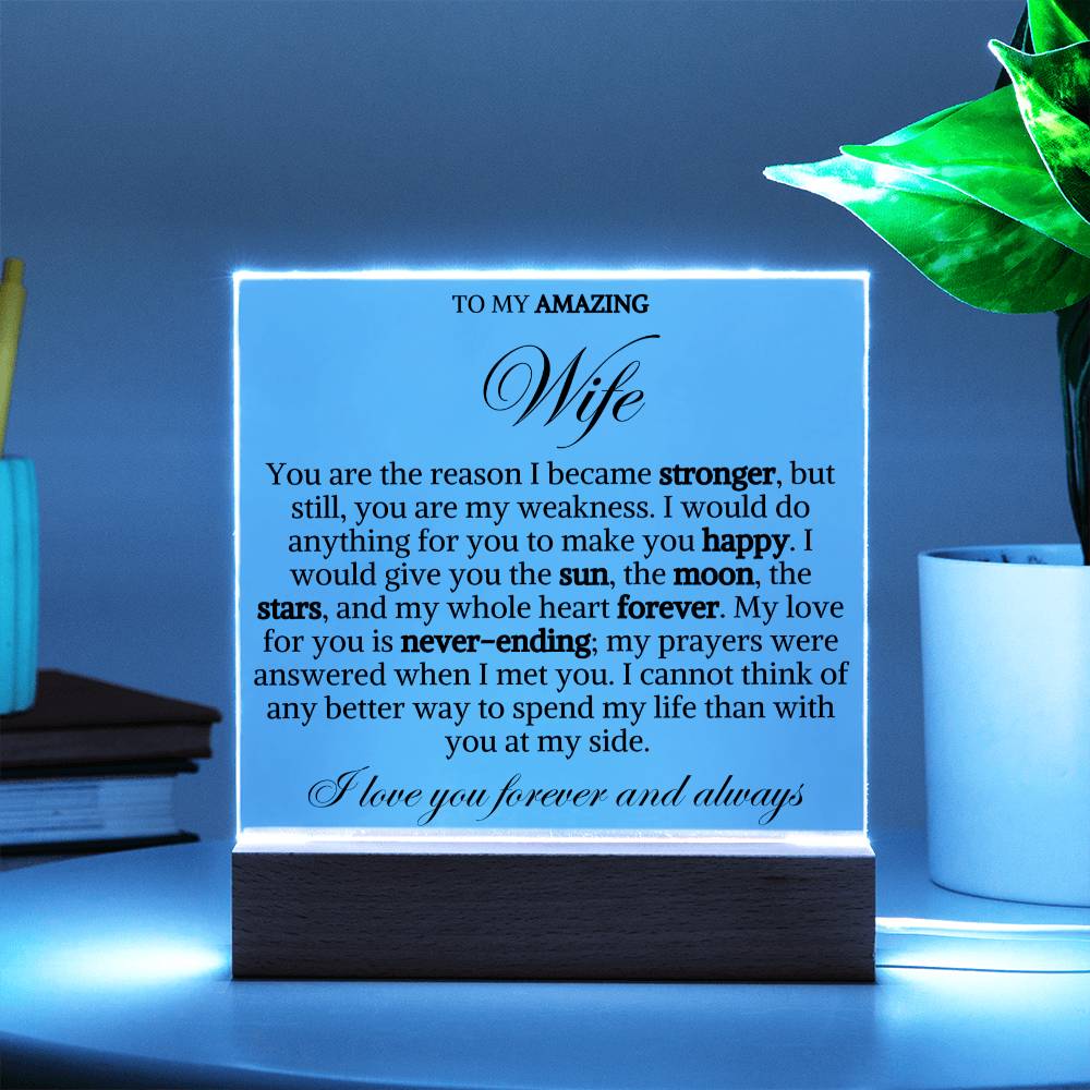 To My Amazing Wife "The Reason" Acrylic Plaque