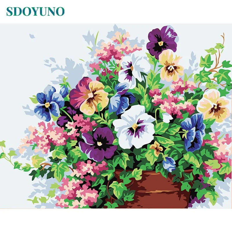 Oil Painting By Numbers Flowers Nature Pictures