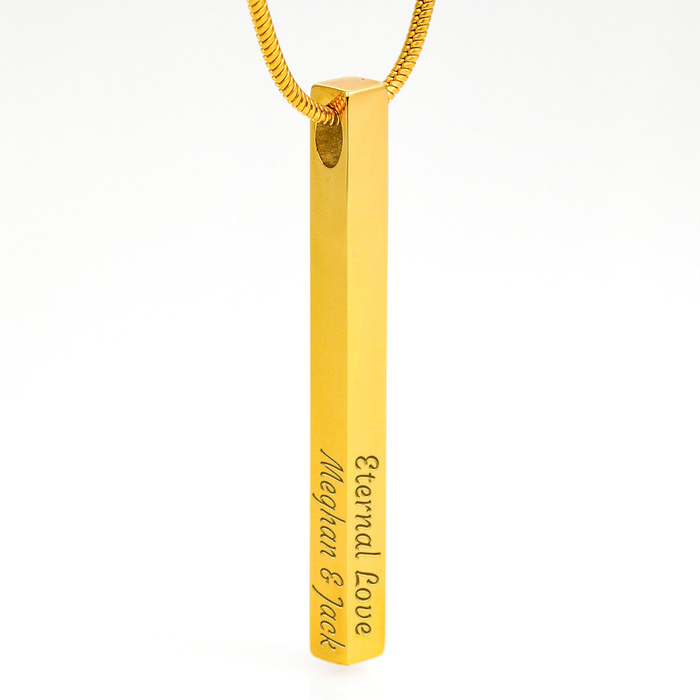 Engraved 3D Bar Necklace