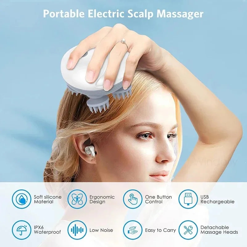 ScalpRevive™ Electric Head Massager | 4 Heads + Multi-Mode Vibration