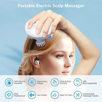 ScalpRevive™ Electric Head Massager | 4 Heads + Multi-Mode Vibration