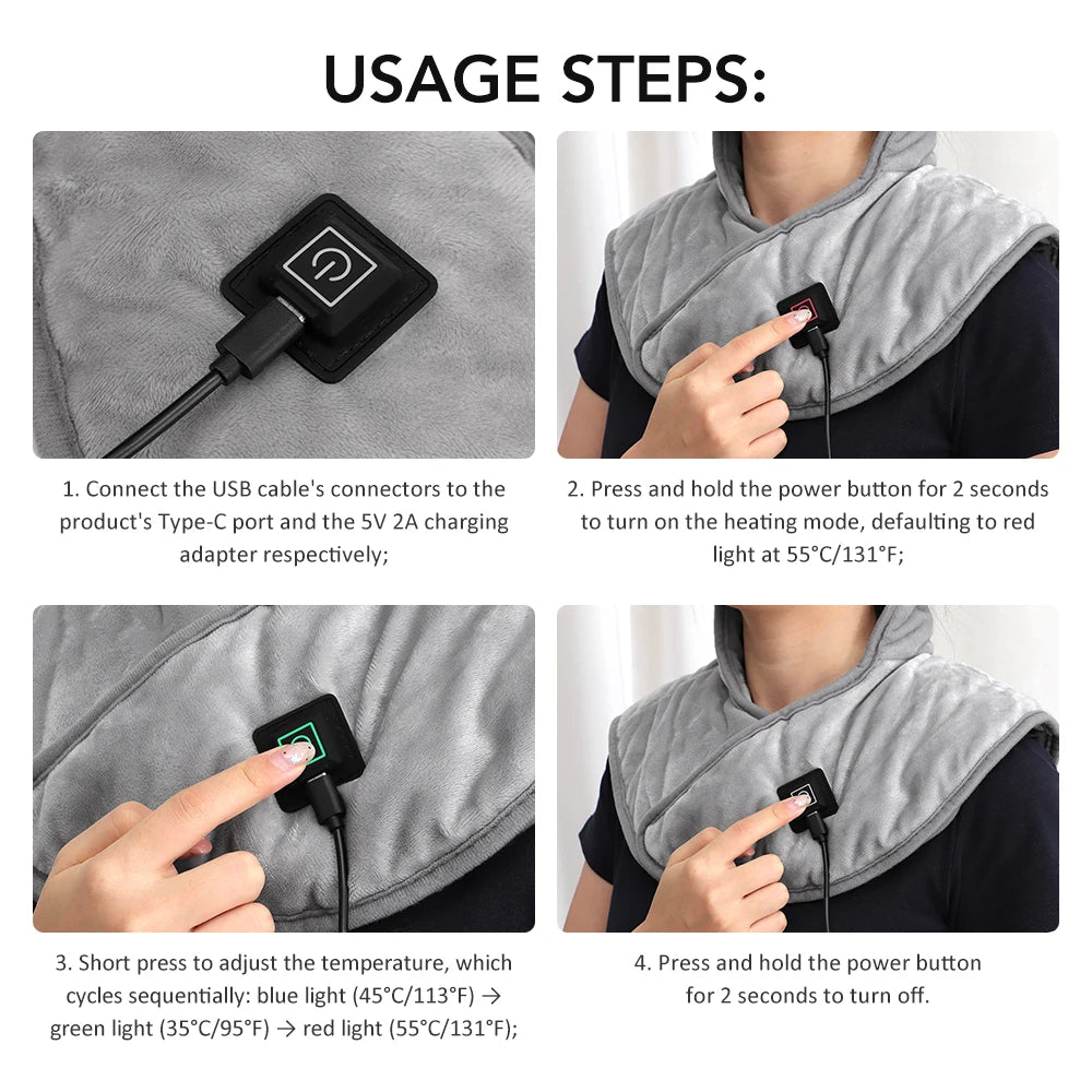 NeckSoothe™ USB Heated Neck & Shoulder Wrap — Instant Tension Relief
