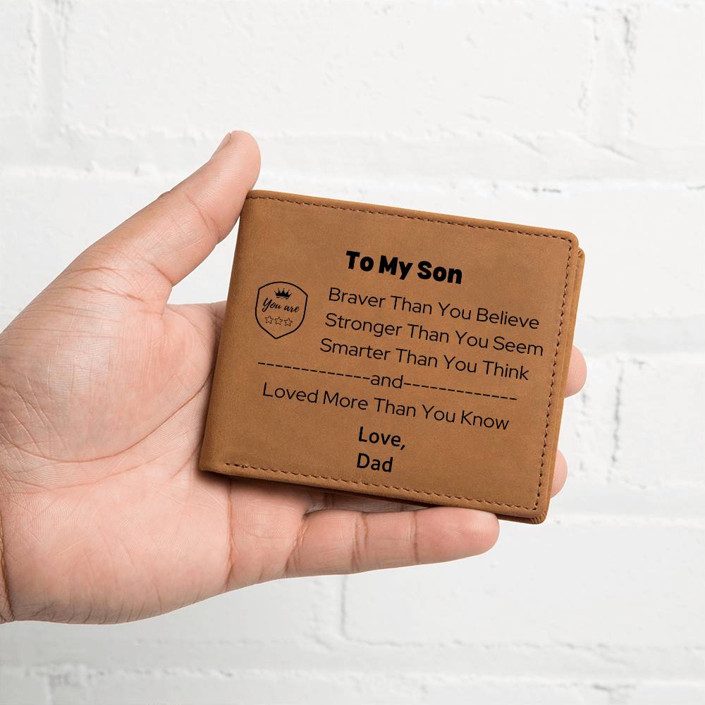 Dad To Son - Loved More Than You Know - Premium Leather Wallet