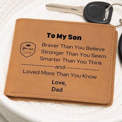 Dad To Son - Loved More Than You Know - Premium Leather Wallet