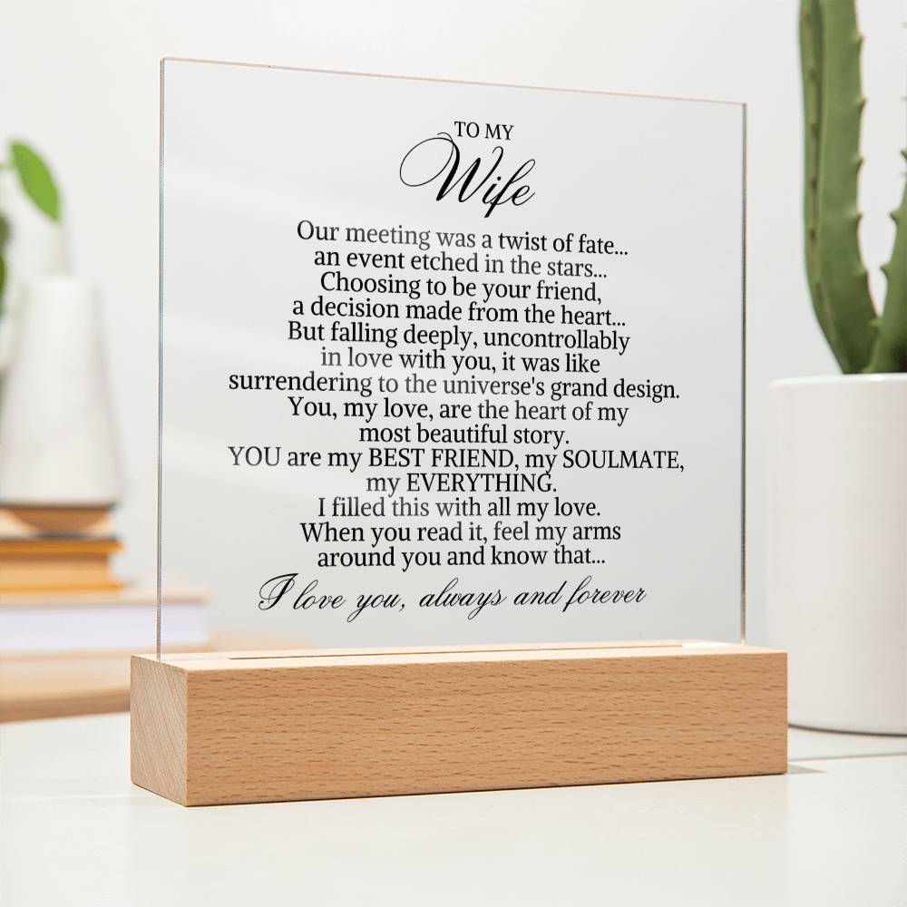 To My Wife "Our meeting was a twist of fate..." Acrylic Plaque