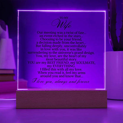 To My Wife "Our meeting was a twist of fate..." Acrylic Plaque