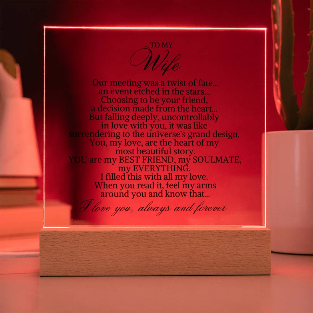 To My Wife "Our meeting was a twist of fate..." Acrylic Plaque