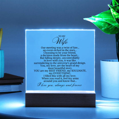 To My Wife "Our meeting was a twist of fate..." Acrylic Plaque