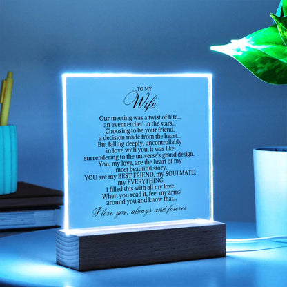 To My Wife "Our meeting was a twist of fate..." Acrylic Plaque