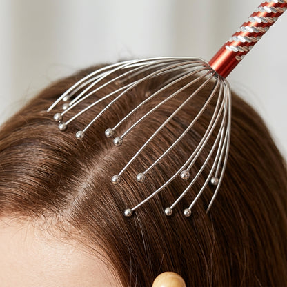 Wire scalp massager tips stimulating the scalp