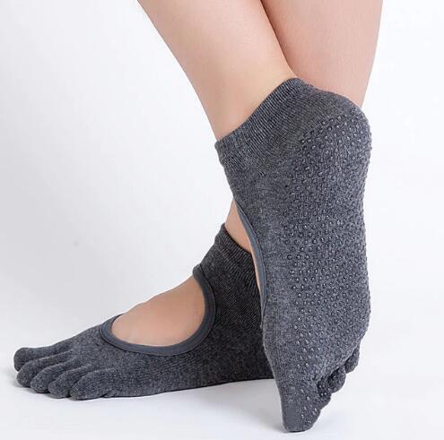 Women Yoga Socks US Size 4-8 Anti-slip Backless 5 Toe Socks