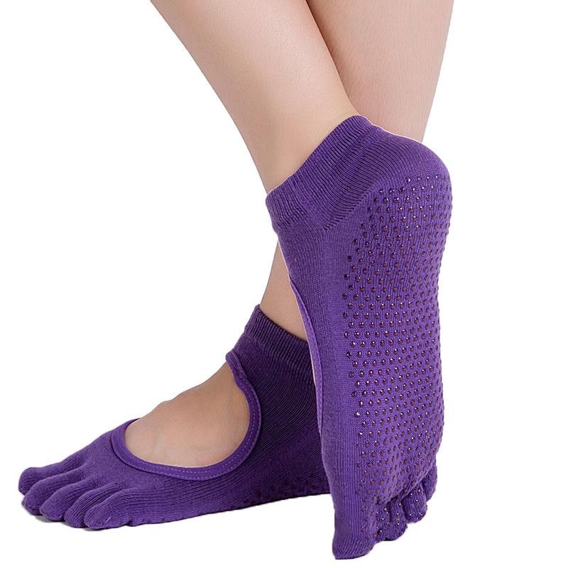 Women Yoga Socks US Size 4-8 Anti-slip Backless 5 Toe Socks