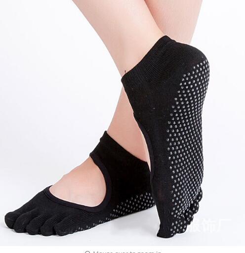 Women Yoga Socks US Size 4-8 Anti-slip Backless 5 Toe Socks