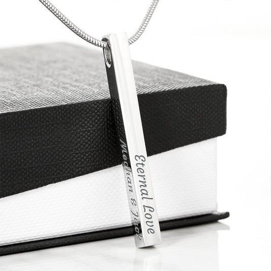 Engraved 3D Bar Necklace