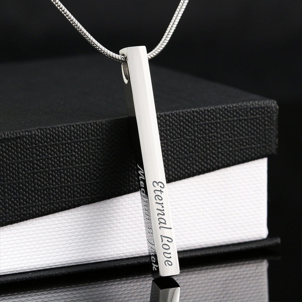 Engraved 3D Bar Necklace
