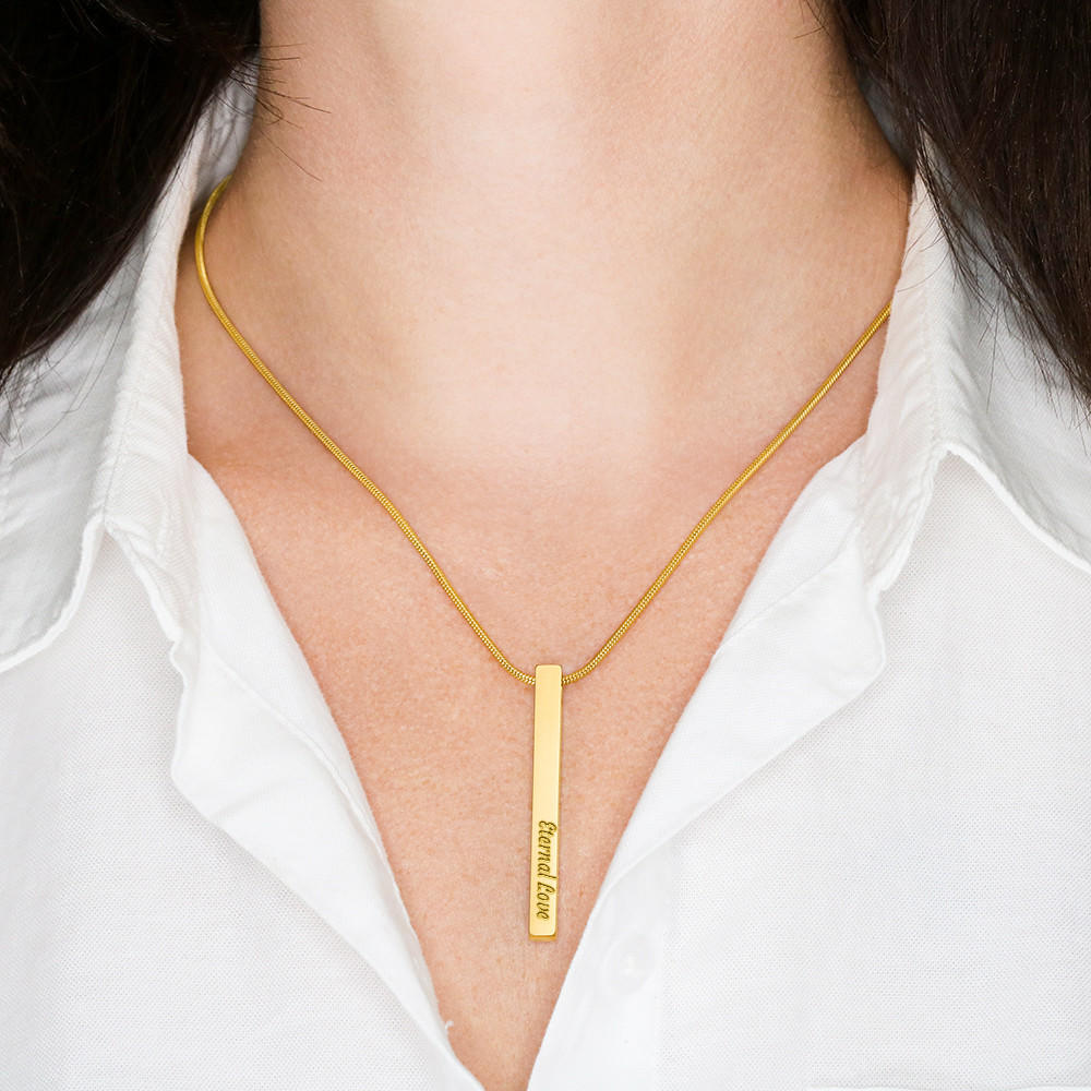 Engraved 3D Bar Necklace