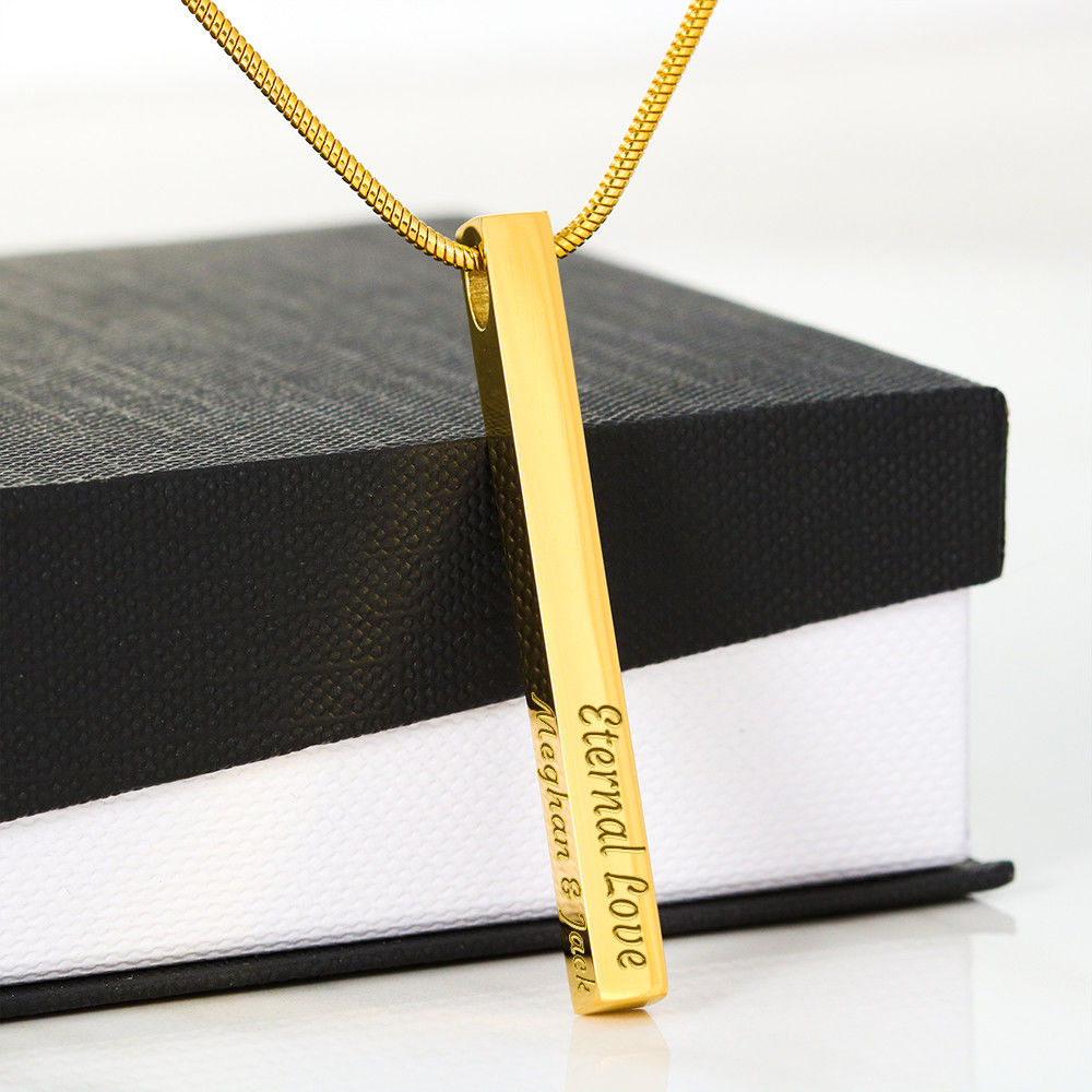 Engraved 3D Bar Necklace
