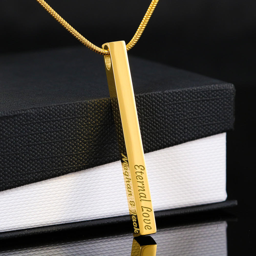Engraved 3D Bar Necklace