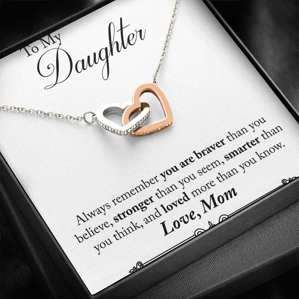 To My Daughter, Love Mom Heart Link Necklace
