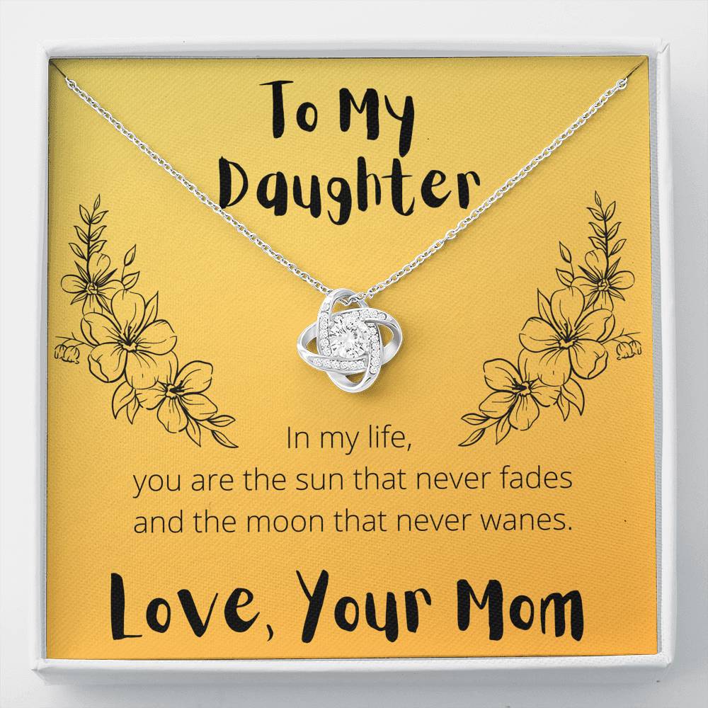 To My Daughter, Love Mom Mother Daughter Sun & Moon Necklace